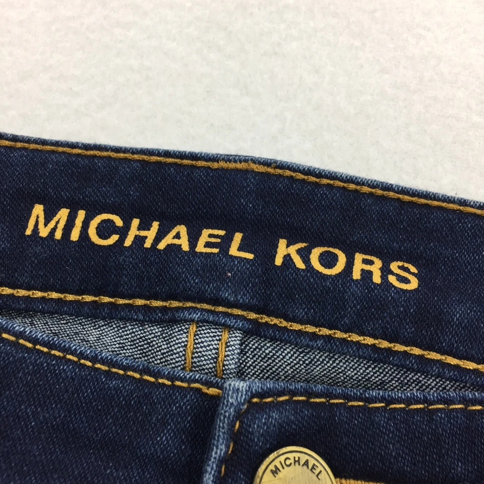 Pantalones de mezclilla Michael Kors ajustados de pierna talla 4 para mujer azul oscuro lavado diseñador MK Foto 3 de 4