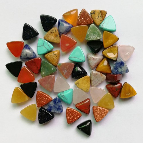 50pcs mixed Triangle CAB CABOCHON natural stone beads DIY No Holes 10x10x5mm - Picture 7 of 11