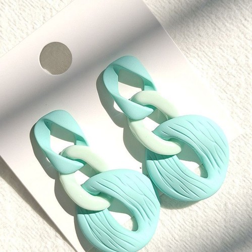 925 Silver Needle Macaron Acrylic Matte Paint Contrast Cute Girl Style Earrings - Picture 7 of 25