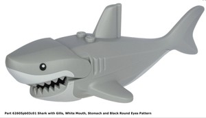 Lego City Large Shark w/ Gills,White 