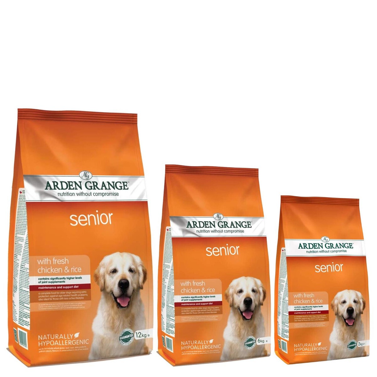 Arden Grange Senior Chicken Rice 2kg 6kg 12kg Premium Complete Dog Food  Dry