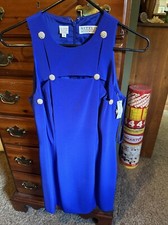 Vintage Niteline Della Roufogali Dress Size 8 Blue 90s Cocktail Tags Lined