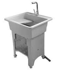Freestanding Plastic Utility Sink Laundry sink Size:31.5 22.05 31.5in Gray