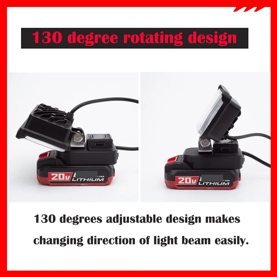 Outdoor LED Work Light for Hercules 20V Lithium Battery with USB Portable QC3.0 - Image 4 of 4