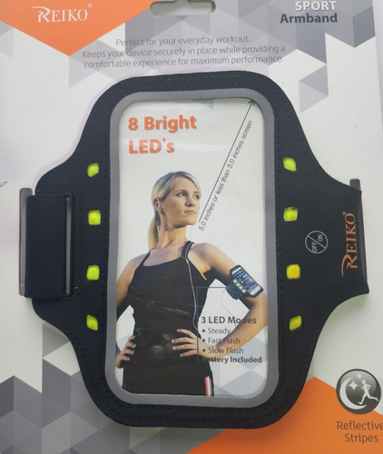 Reiko Running Sports Armband With Flashing Lights 5.5X3X 0.5 Ins Device In Black - 第 3/9 張圖片