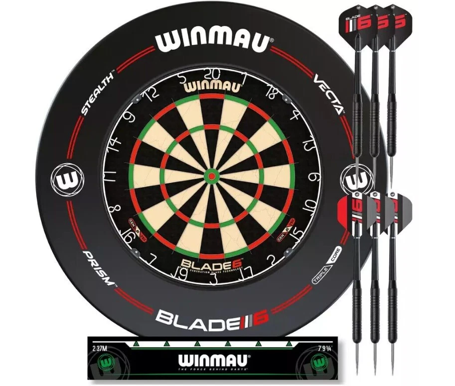 Winmau Blade 6 Professional Dartboard Game Surround Set with Darts and Oche - Image 2 of 4