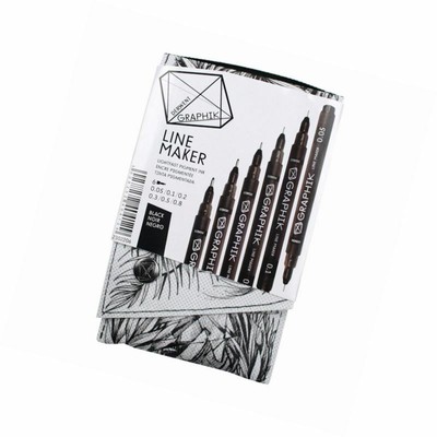 Derwent Line Makers Black Set of 6 Pens