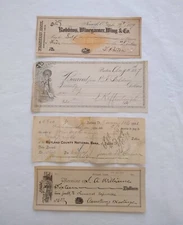 1870-90s Receipts, Check IOU Lot of 4 Ephemera Boston Grinnell Rutland Newark OH