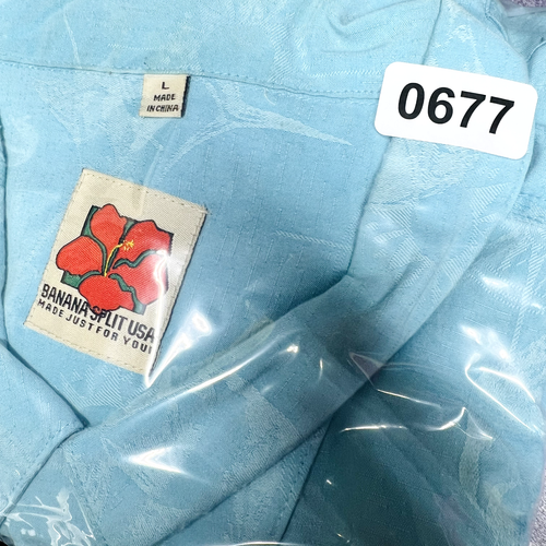 Banana Split XL Mens Tropical Hawaiian Embossed Shirt Swordfish Teal - Picture 15 of 15
