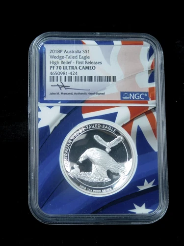 2018-P $1 Australia Wedge Tailed Eagle 1 oz - NGC PF70 UCAM High Relief - Mercan