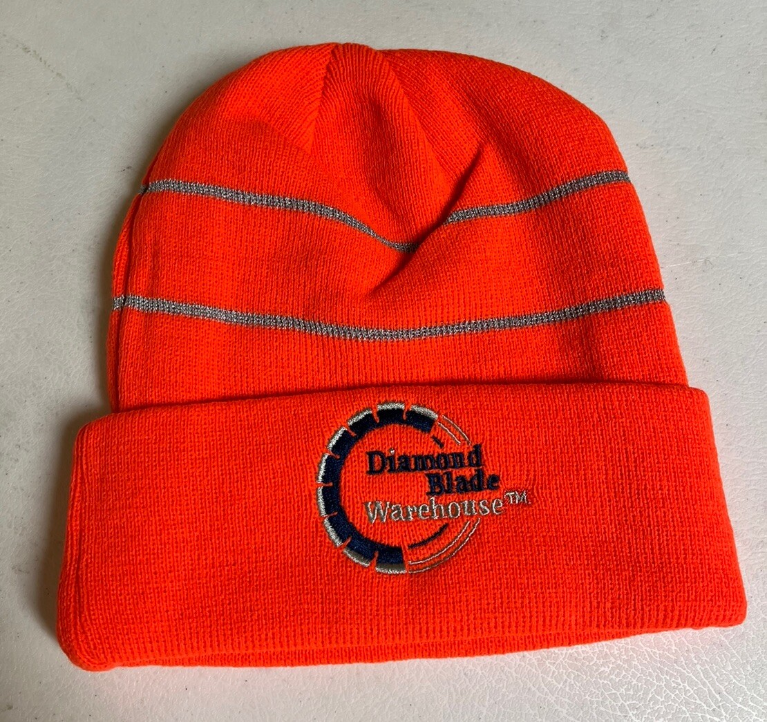 New Safety Orange Reflect Stripe Diamond Blade Warehouse Beanie