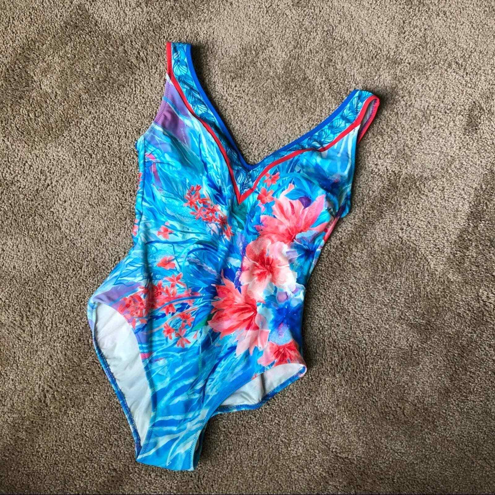 Vintage Gottex 1 piece bathing suit swimsuit size 10 Gem