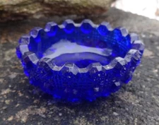 Cobalt Blue Glass Open Salt Dip, Cellar, Dish w/Raised Pattern!