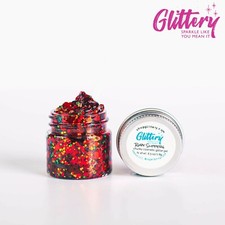 Chunky Glitter Gel Ruby Slippers Red, Festival Face Body Hair
