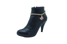 Women Gold Metal Chain Boot Bracelet Shoe Gift Present Charm Christmas Winter