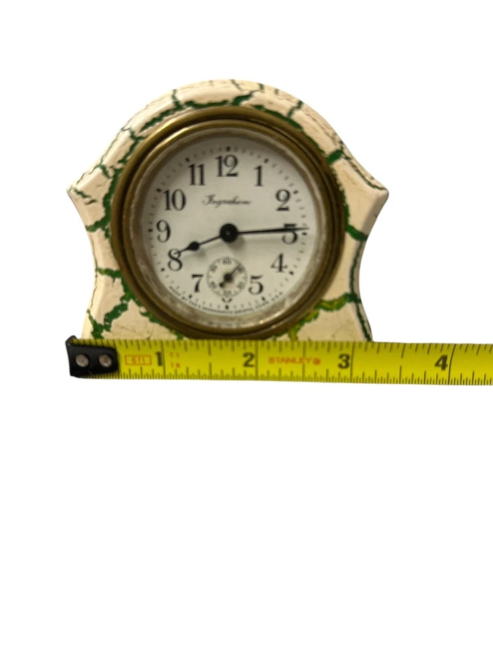 Rare Old Vtg E. Ingraham Cock Co Small Crackle Wind Up Alarm Clock not working - Image 4 of 4