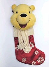 Disney Store Winnie The Pooh Plush Head Christmas Stocking Holiday Decor