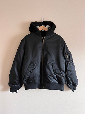 Supreme Faux Fur Reversible MA-1 Jacket - Size Large - Black Supreme Faux Fur Reversible MA-1 Jacket - Size Large - Black