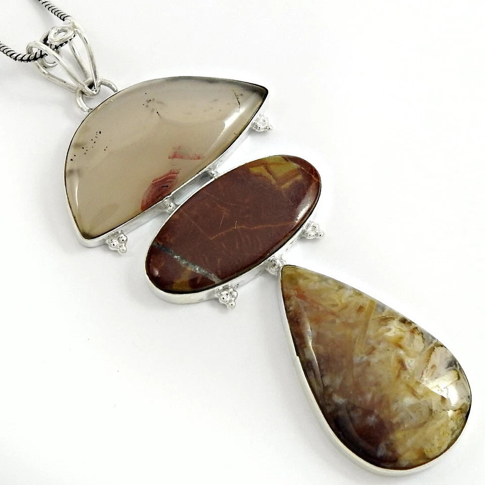 Weihnachtsgeschenk Echt 925 Sterlingsilber Natur Türkische Achat Tribal Anhänger - Bild 2 von 4