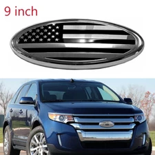 9 inch Front Grille Tailgate Emblem US Flag Oval Badge Silver/Balck Fit For Ford