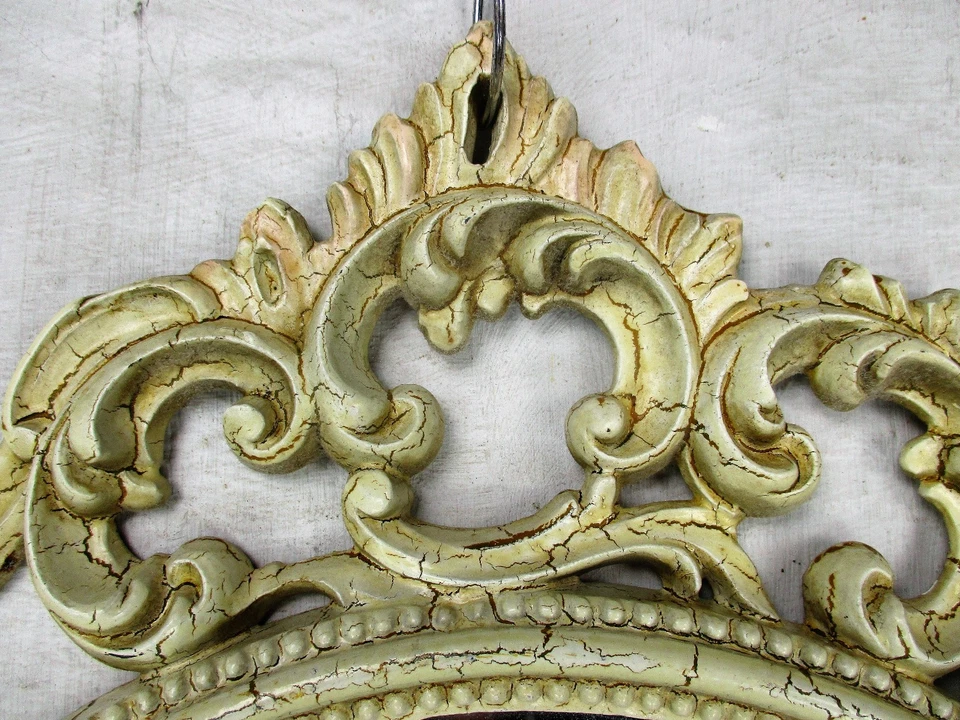 Mirror Vanity Boudoir Rococo Resin French Provincial Farmhouse Rococo Crackled - Image 3 of 4