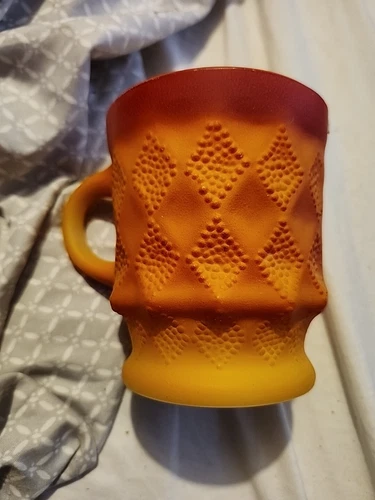  Coffee Cup Fire King Kimberly Orange Sunset Diamond Mugs