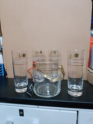 Kristall Set 4 Gläser + Eiskorb handgeschnitzt Bleikcristal