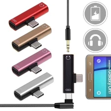 2 in 1 Type C to 3.5mm Aux Audio Cable Cord Charger Headphone Splitter Adapter