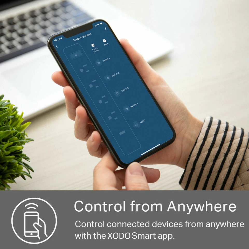 XODO WiFi Smart Power Strip 4 Outlet 3 USB Charging Ports Surge Protector, Alexa - Image 3 of 4