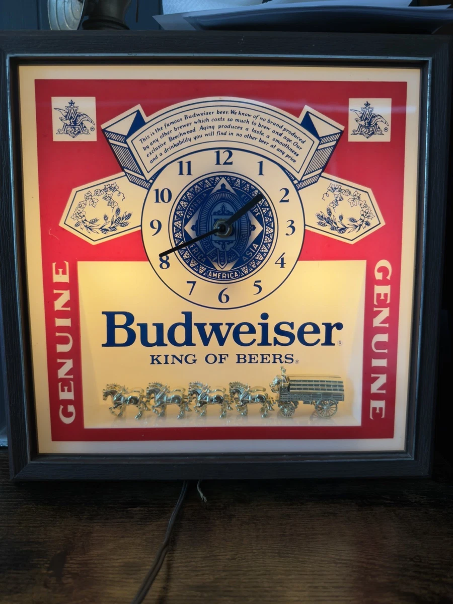 Vintage Beer Sign Clock In Collectible Budweiser Signs & Tins for