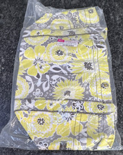Thirty-One Tote-Ally Awesome Tote Large Floral Yellow Gray White Shoulder Strap