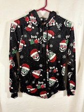 No Boundaries Drawstring Hooded Fleece Christmas Skeletons Santa Hats XXS 00 NWT