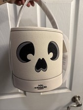 NWT Coach CW535 Halloween Trick Or Treat Bucket Bag Skeleton Ghost