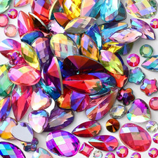 600PCS Mixed 12 Colors AB Colorful Gems Rhinestones Jewels for Crafts, Flatback