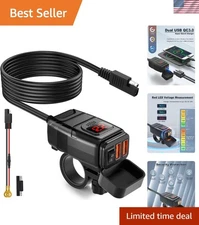 6.8A Waterproof Motorcycle Phone Charger - Dual USB & Voltmeter Kit Included