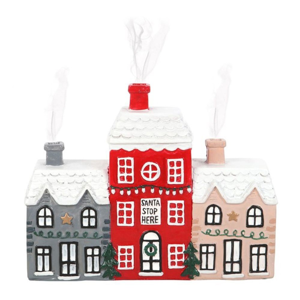 Christmas Village Log Cabin Incense Burner House Resin Incense Cone Holder Decor