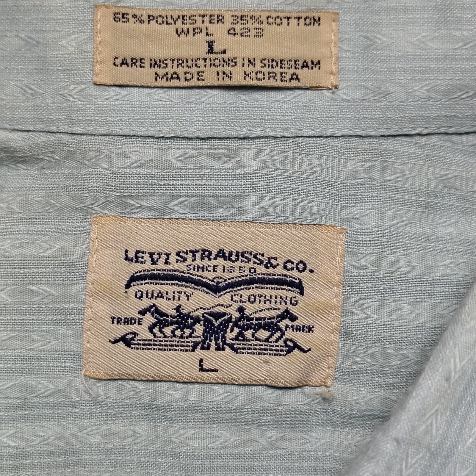 Vintage LEVI'S Shirt Men L Blue Pearl Snap Western Style Button Up 80s thumbnail 3