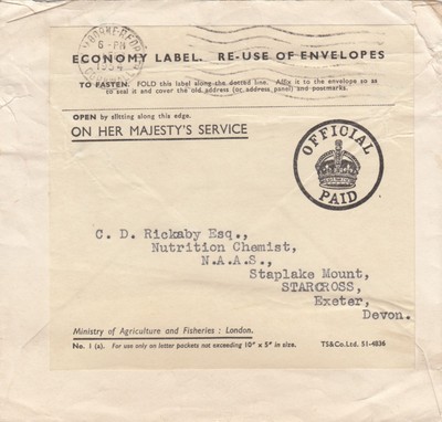Double used cover: 1953 New York, 1954 Cornwall to Starcross, Exeter, Devon