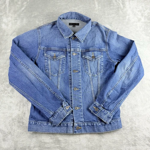 VETEMENTS Giacca jeans Uniqlo blu medio denim elasticizzato camionista bottoni davanti classica