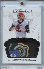 Mason Rudolph 2018 Flawless LOGO Patch Black RC Oklahoma State Cowboys 1/1