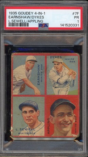 Appling, Dykes, Earnshaw, L. Sewell #7F card