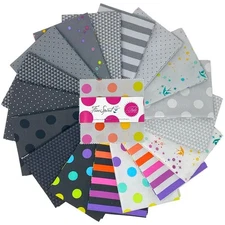 Charm Pack 5" Squares 42pc Free Spirit Tula Pink "True Colors Graywork"