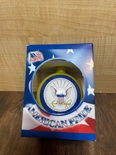 U.S. Navy Military Christmas Glass Patriotic Ornament 3.25"Dia