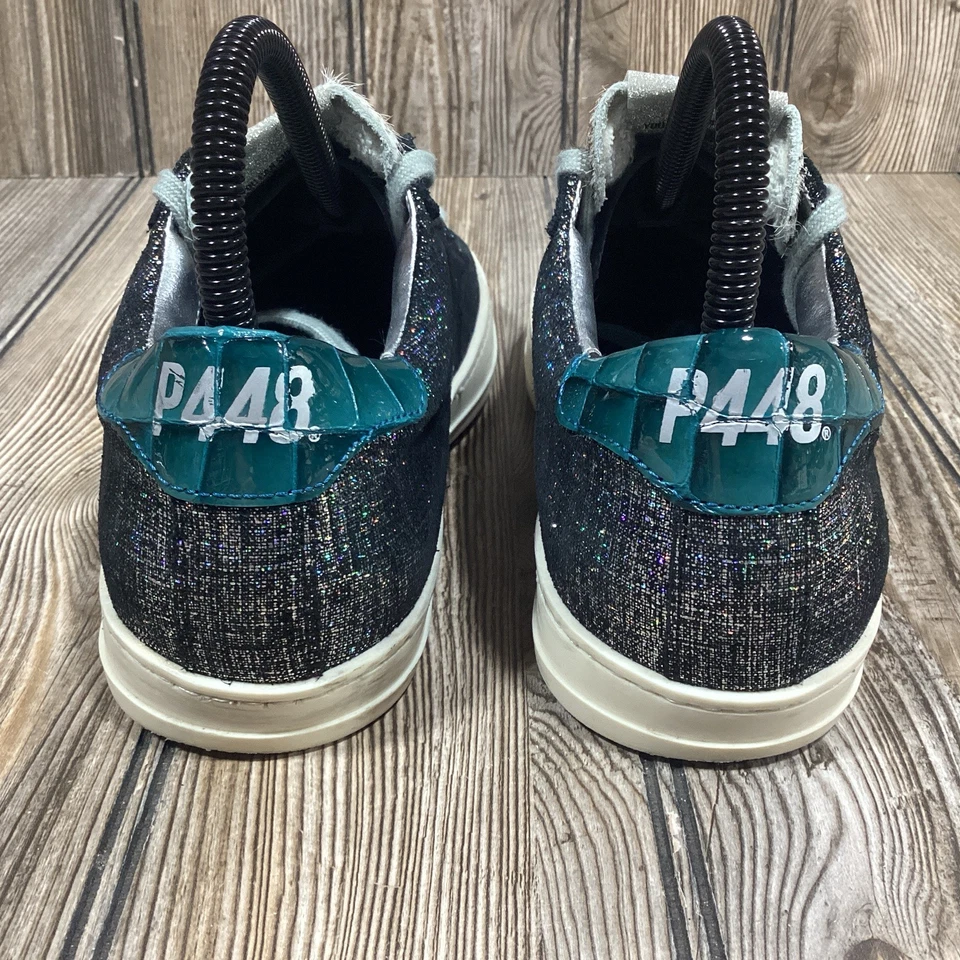 P448 Zapatillas John Multi Brillo Pelo Poni Tacón Mujer Talla 36 Hechas en Italia Usadas en Excelente Condición Foto 4 de 4