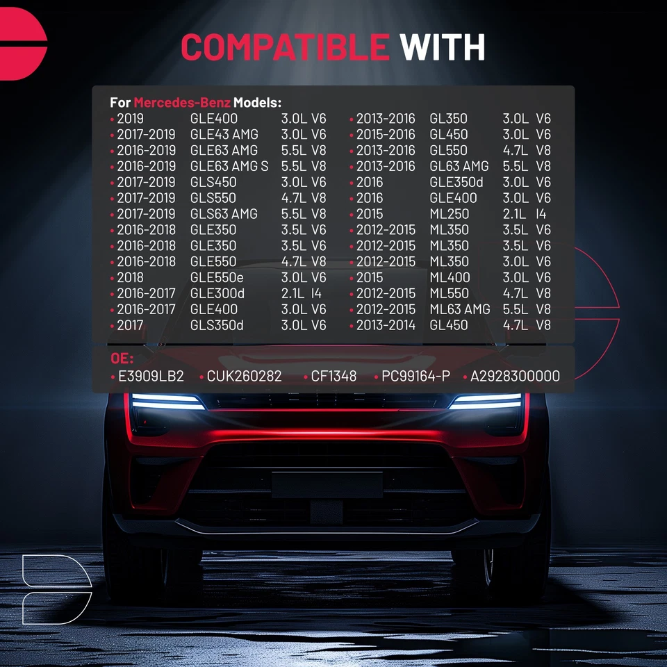 2x Carbon Cabin Filter Air For 2017-2019 Mercedes-Benz GLS63 AMG 5.5L V8 CF1348 Foto 2 de 4