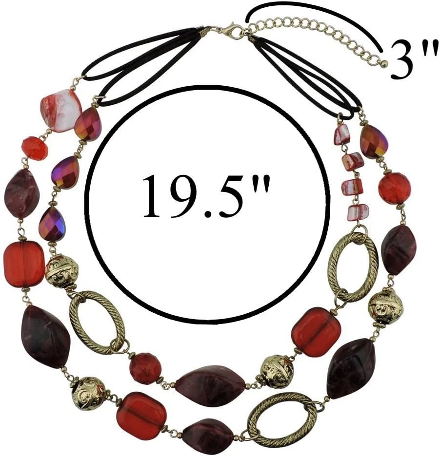 Juego de collar y pendiente de gargantilla llamativa de 2 hilos para regalo de mujer (NK-1037 Foto 4 de 4