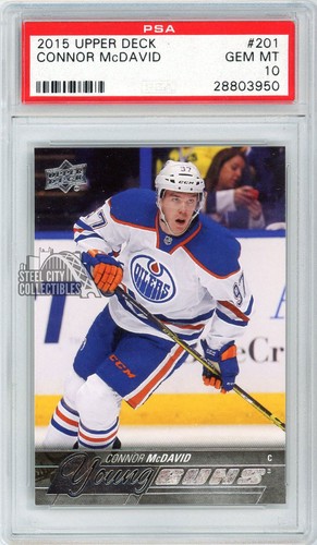 Connor McDavid 2015-16 Upper Deck Series 1 Young Guns Rookie Card #201 PSA 10