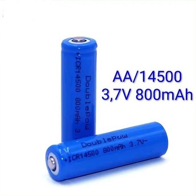Lithium Ionen Akku 3,7 V 800 mAh Typ 14500 Li-Ion 50 x 14 mm wie AA Größe
