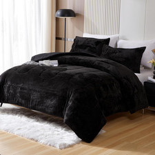 Faux Fur King Size Comforter Set, Luxury Ultra Soft Fluffy Comforter, Plush Fuzz