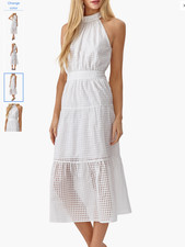 NWT Adelyn Rae Angel Check Sleeveless Seersucker Maxi Dress, size M, $155